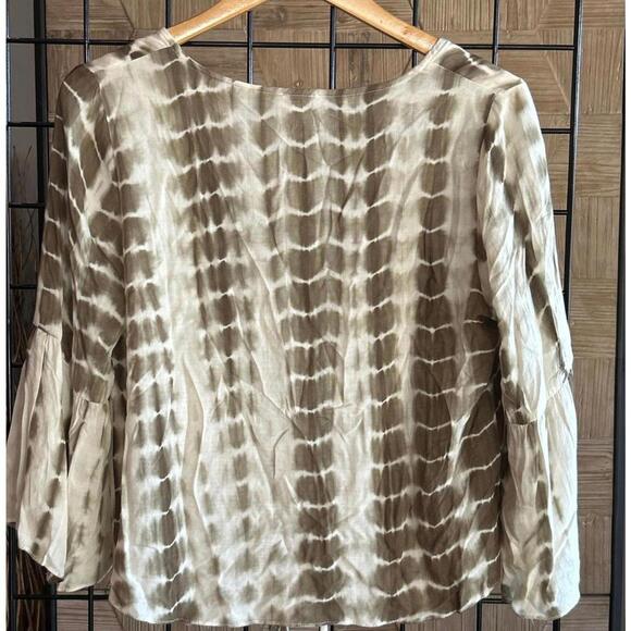 NWT Hem & Thread Womens Top Small Tie Dye Olive Green Bell Sleeves Boho - Picture 4 of 5